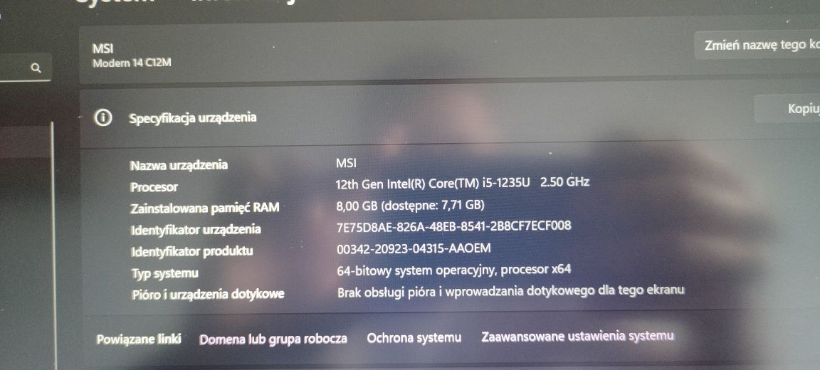 Laptop MSI Modern 14 - świetny stan!