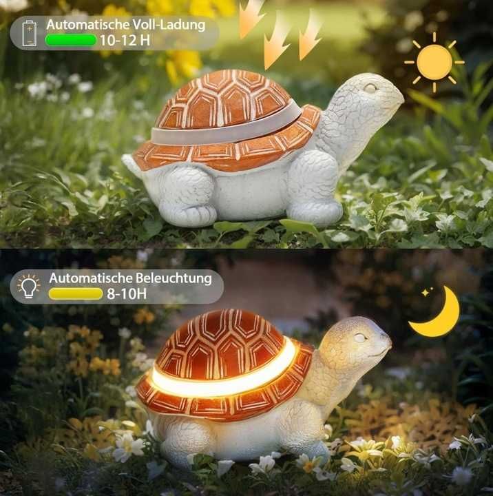 Figurka ogrodowa żółw z podświetleniem LED dekoracyjna solarna 15x17cm