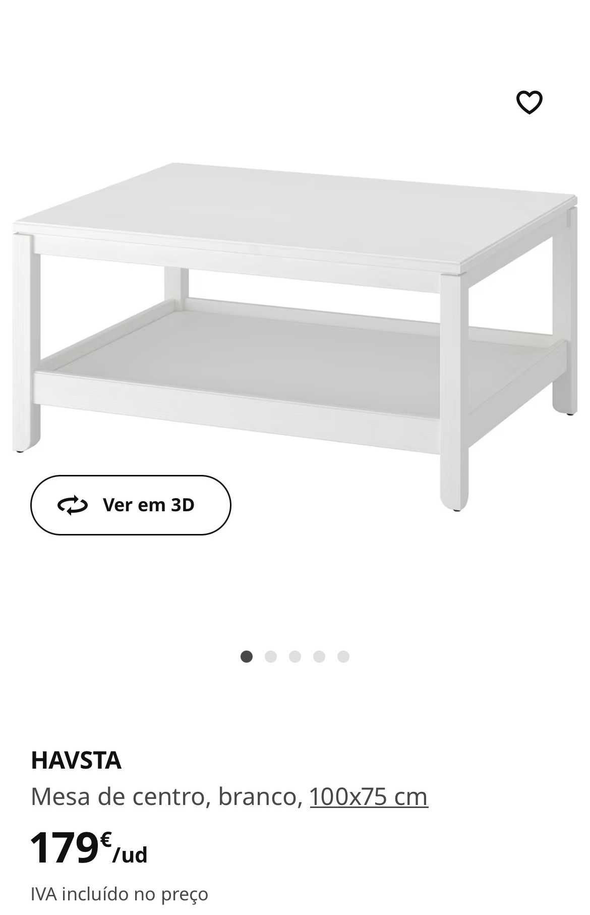 Mesa de cafe, Ikea Havsta, branco