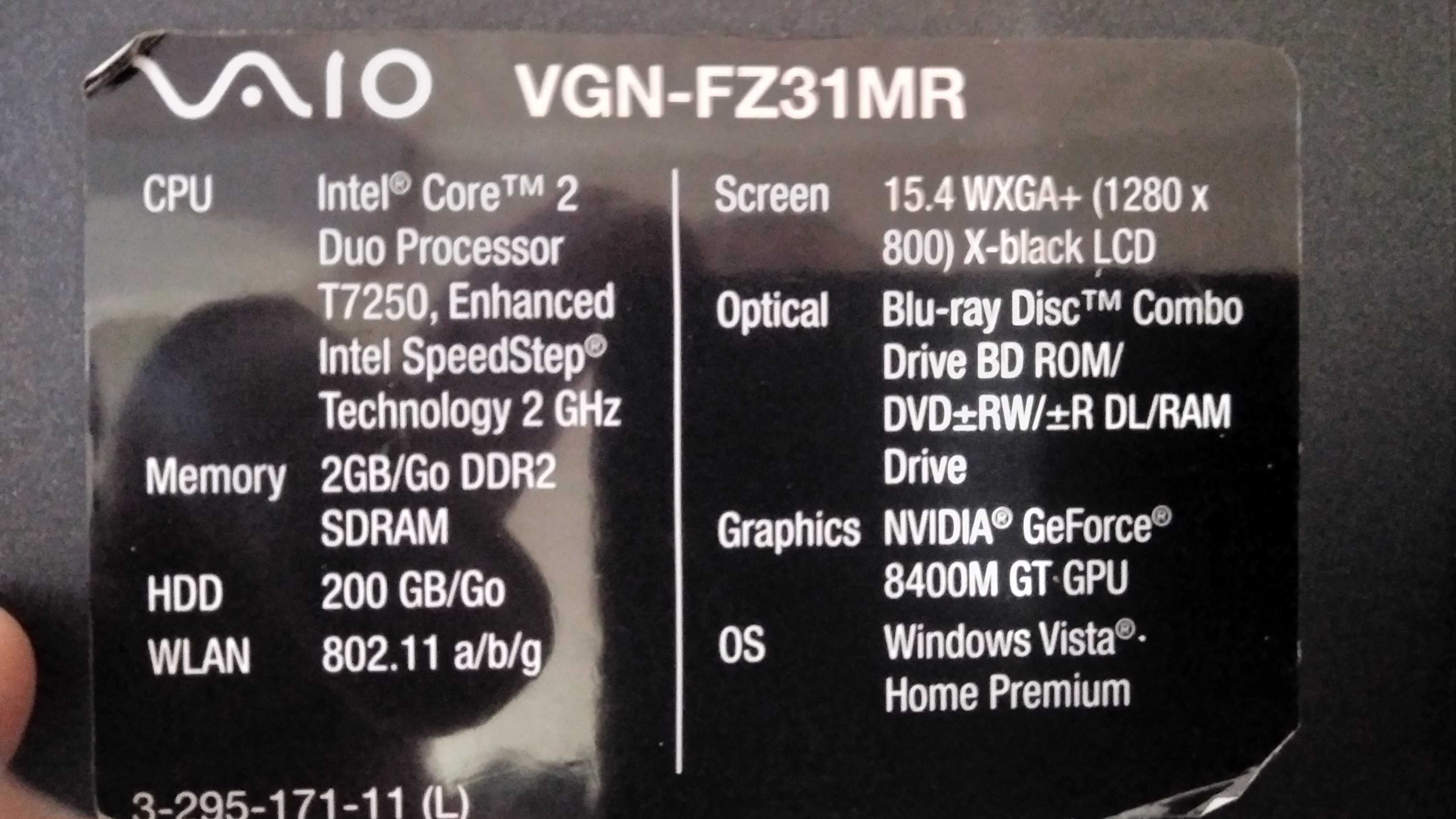Sony vaio VGN-FZ31MR неробочий
