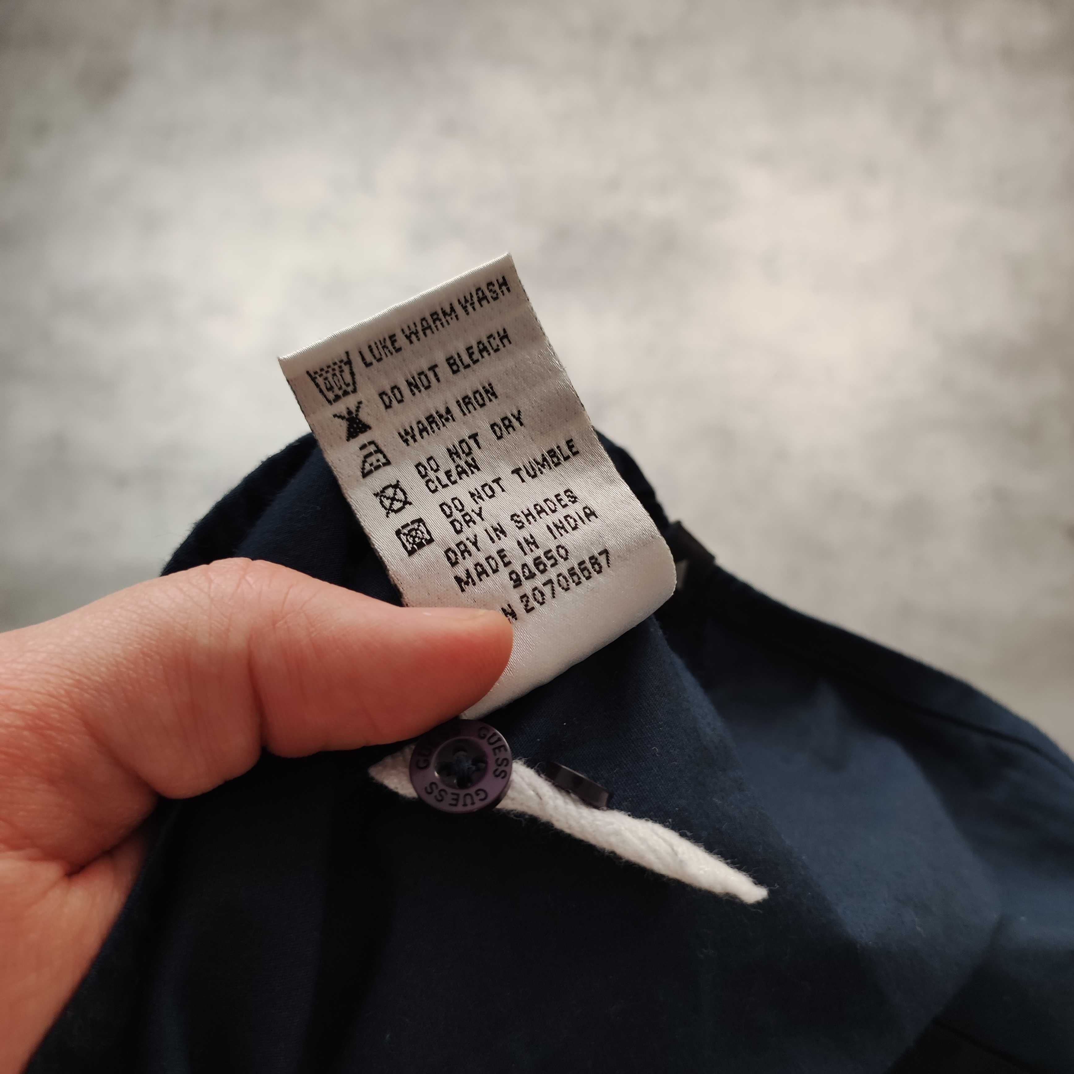 MĘSKA Elegancka Granatowa Koszula PREMIUM Małe Logo Guess USA Bawełna