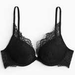 Koronkowy biustonosz super push-up H&M czarny 75B