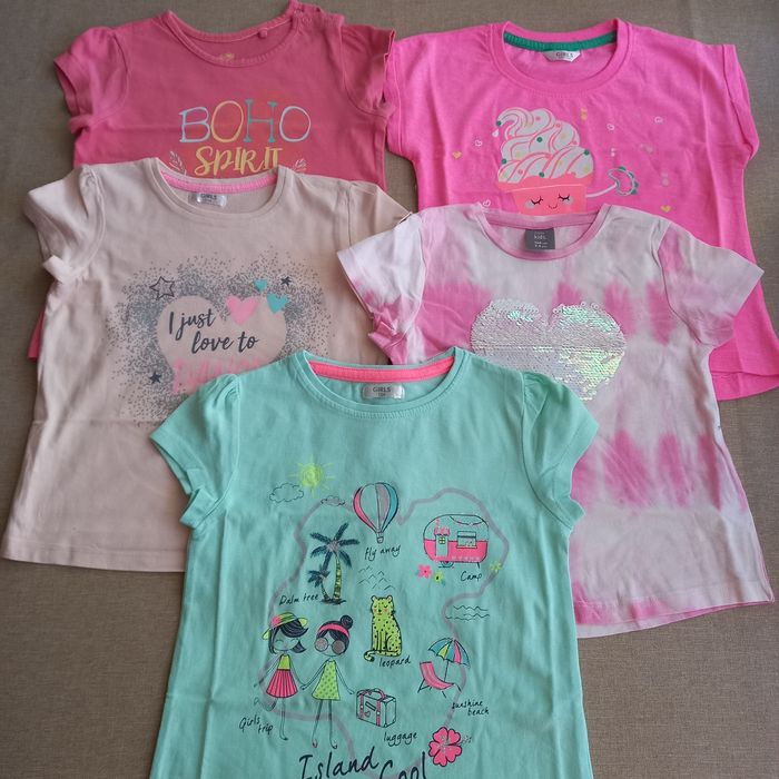 Bluzki dziewczęce z krótkim rękawem, rozmiar 104, Zestaw