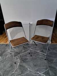 Krzesła składane metalowe z materiałowym siedzeniem/oparciem 2 szt.