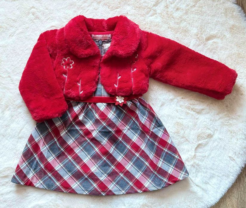 Elegancka sukienka z futerkiem, bolerkiem dla dziewczynki 4 latka /104