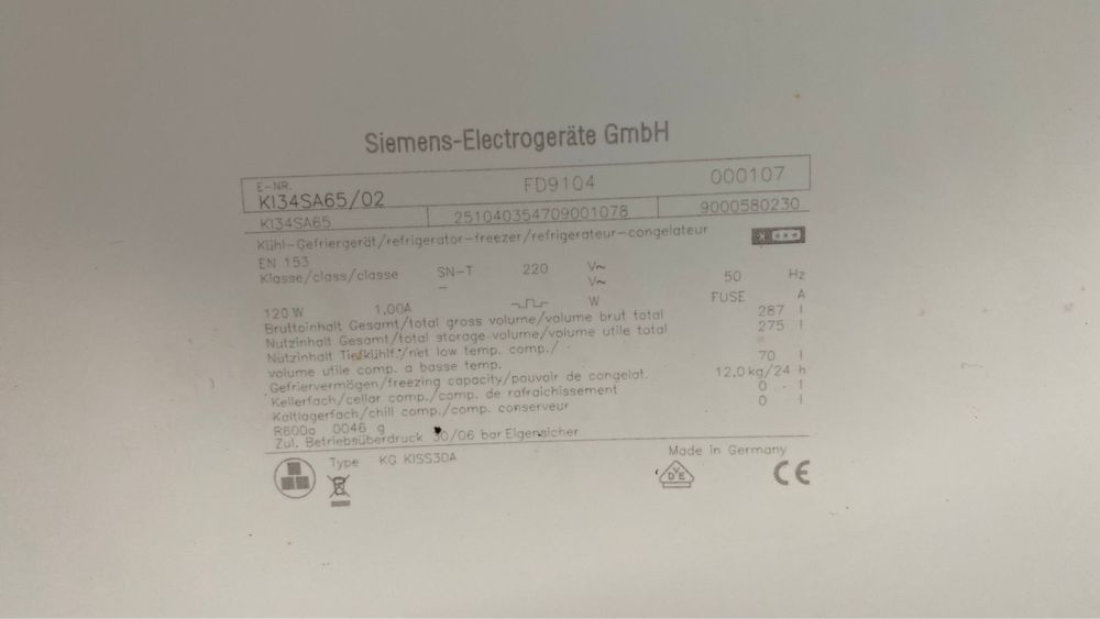 Холодильник вмонтований  Siemens KI34SA65/02 FD9104