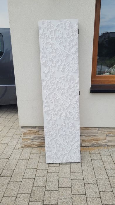 Parawan pokojowy Kwiatowy deseń (3-częściowy) - biała kompozycja z mot