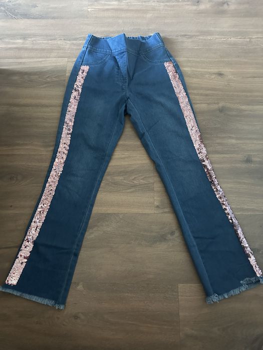 Jeansy spodnie 3/4 calzedonia s z cekinami