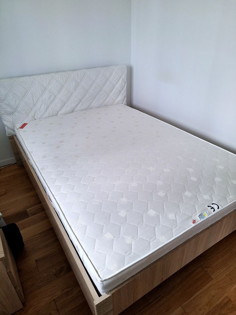 Kompletne łóżko BRW dąb sonoma 140x200 materac rehabilitacyjny