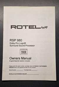 Instrukcja obsługi procesor dźwięku rotel RSP 980