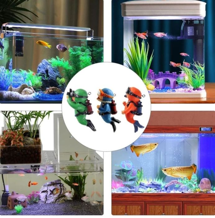 Zestaw 3 ozdób do akwarium/ Nurkowie