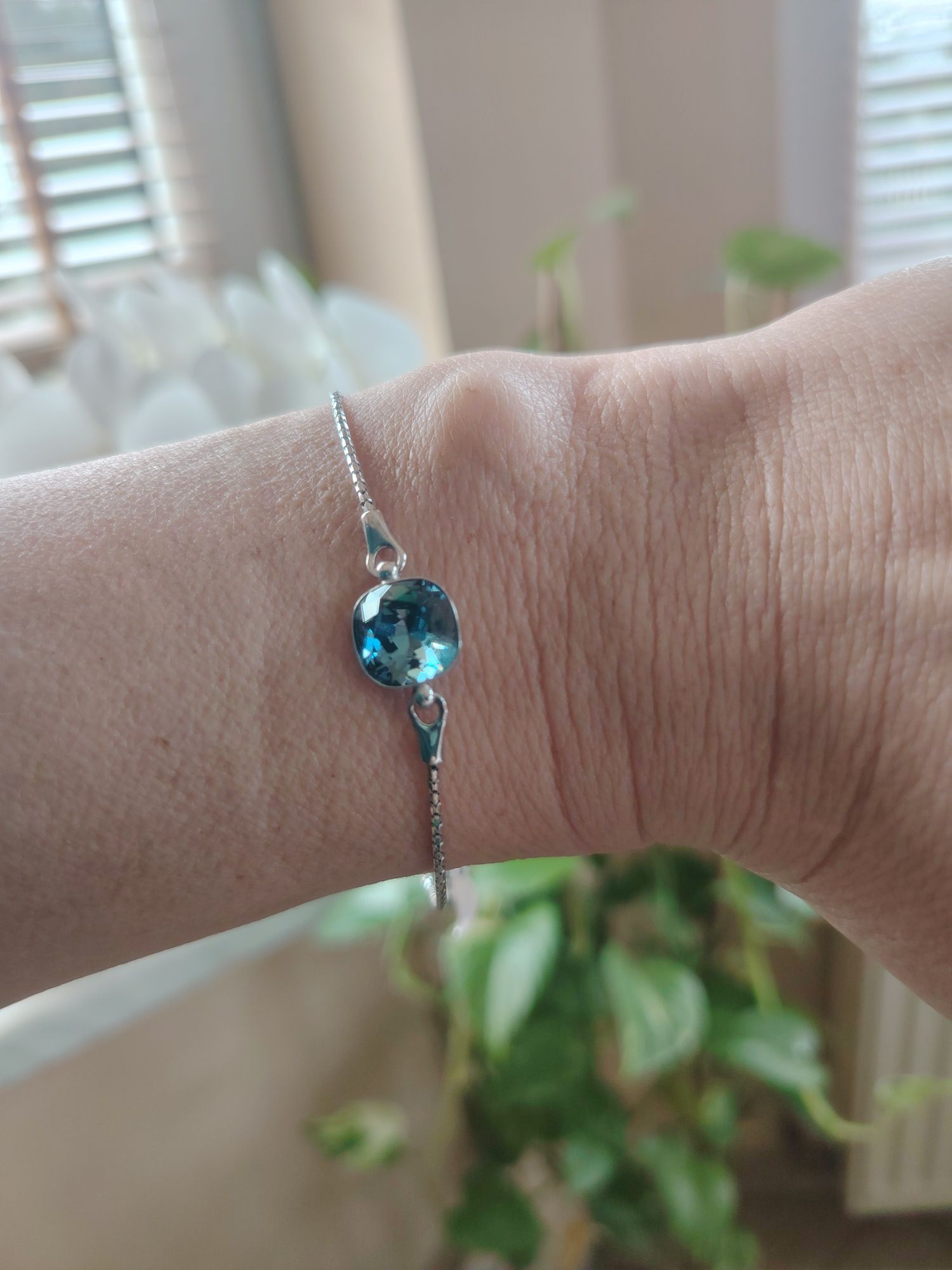 Bransoletka Spark Silver Denim Blue Swarovski regulowana