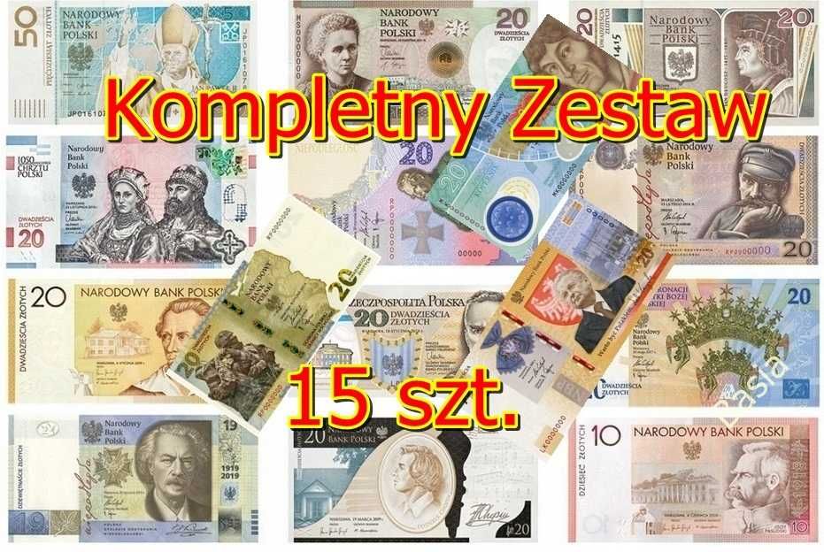 ZESTAW Banknot 1050 Chrztu Nr 842 DŁUGOSZ Nr 1010 KOMPLET 15 szt