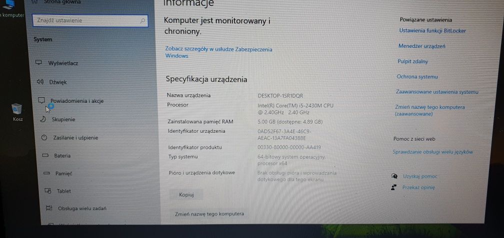 laptop Clevo ZooStorm i5 5GB RAM SSD 128GB W10 nowa bateria + torba