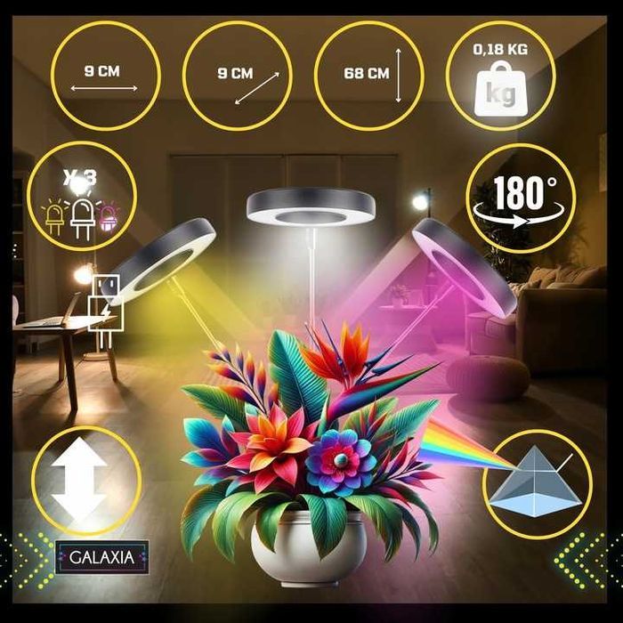 LAMPA LED DLA ROŚLIN Do Uprawy Wzrostu Oświetlenie Żarówka Grow TIMER