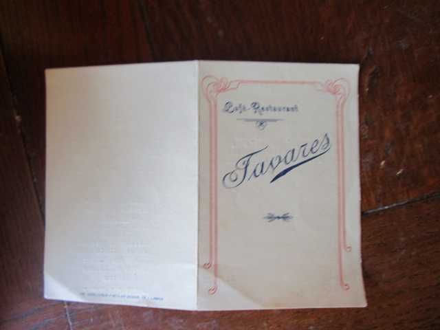 Tavares RIco (?) menu 1932 restaurante