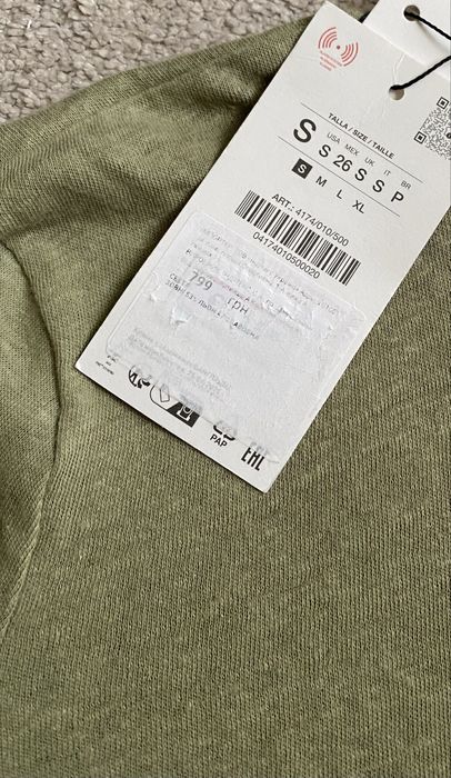 Лляне поло на гудзики, льняне поло жіноче, оливкова футболка Zara льон