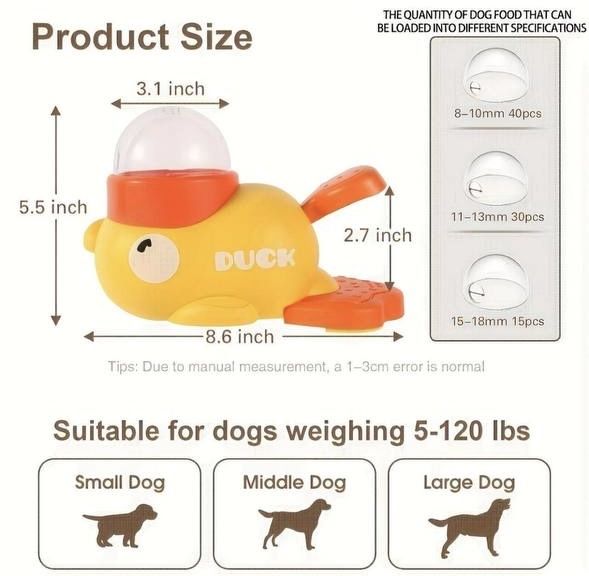Інтерактивна іграшка-розпилювач корму для собак у формі качки