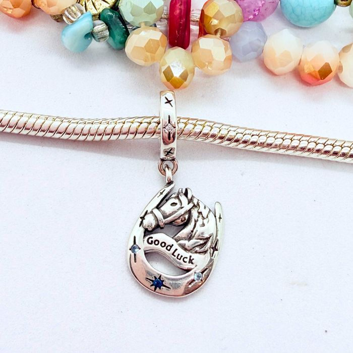 Srebrny Charms S925 do Pandora / Koń / Podkowa