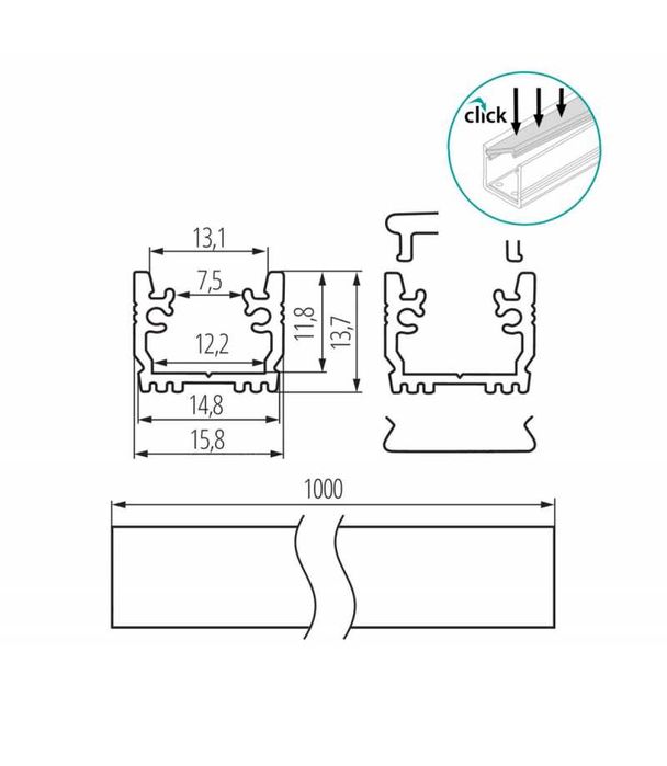 Profil aluminiowy PROFILO anodowany Kanlux 19754 wpuszczany w podłogę