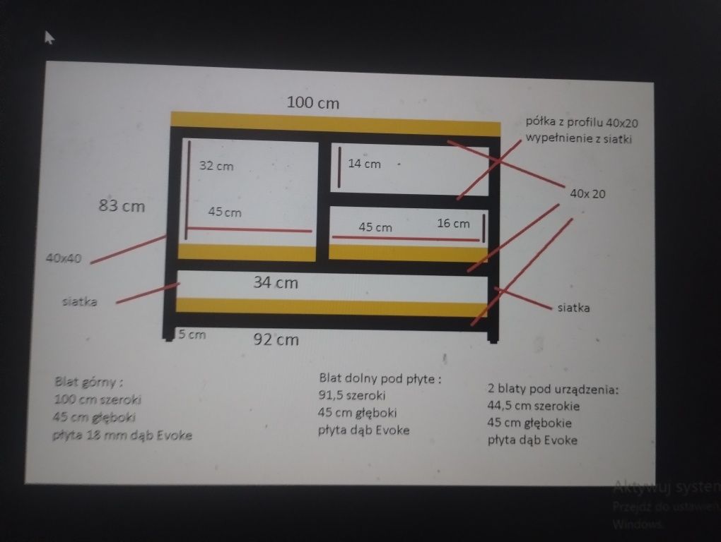 Szafka Rtv audio stolik pod sprzęt na zamówienie półka darmowa wysyłka