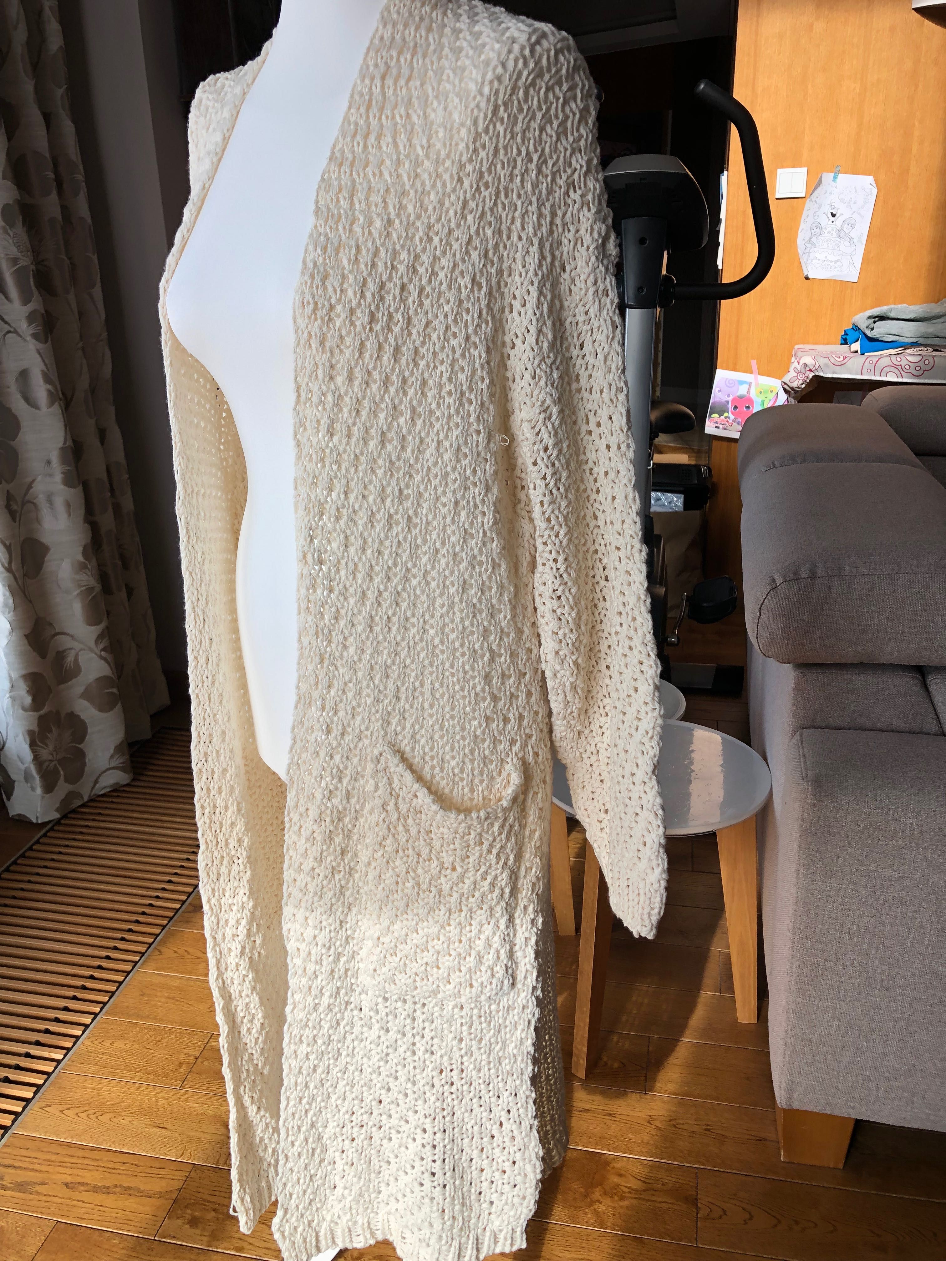 Sweter kardigan długi kremowy nowy z metką