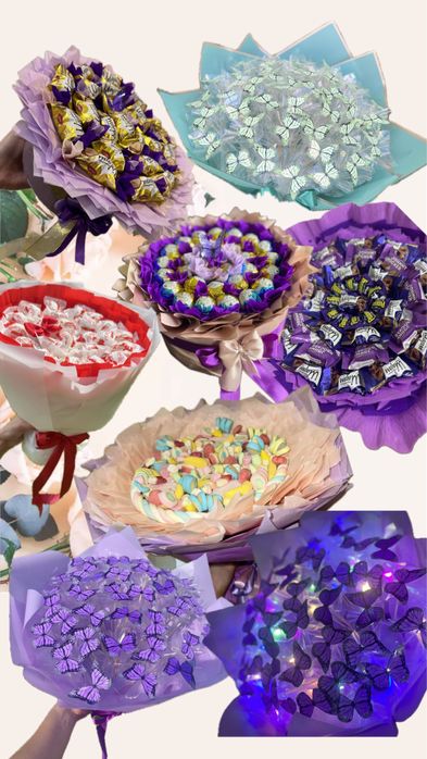 Букет для жінки дівчини із цукерок метеликів бабочек подарок подарунок