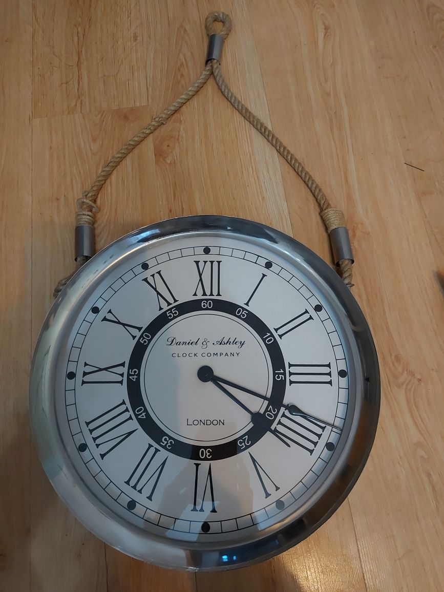 Zegar duży z liną ścienny nowoczesny loftowy