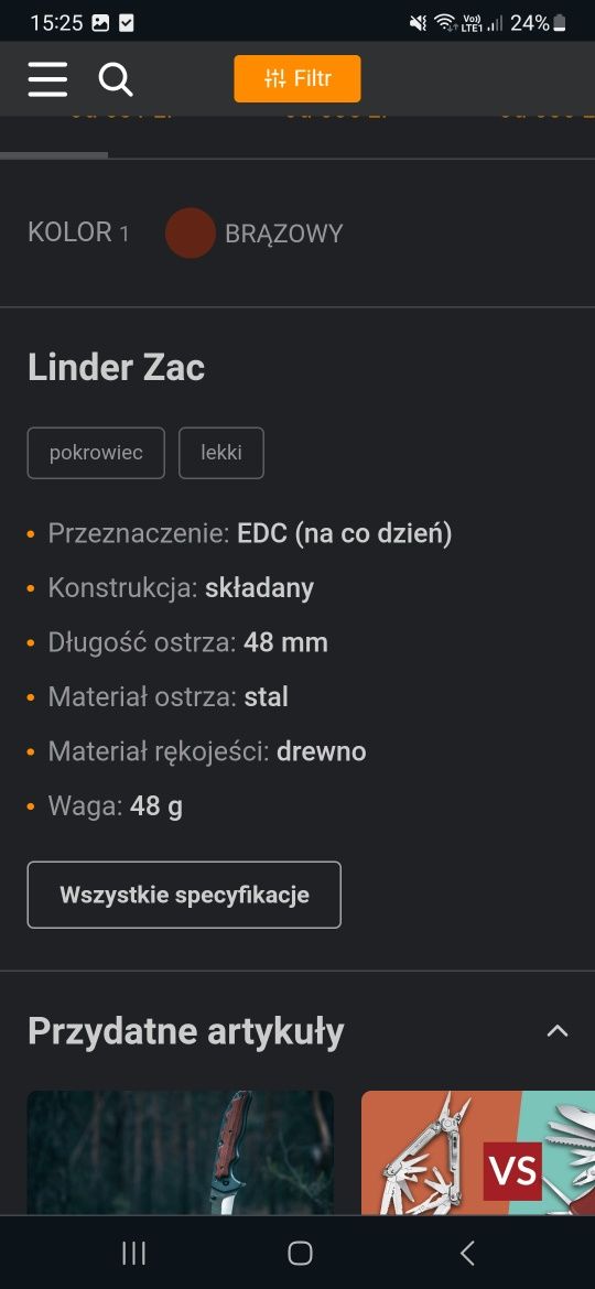 Nóż Linder ZAC idealny stan