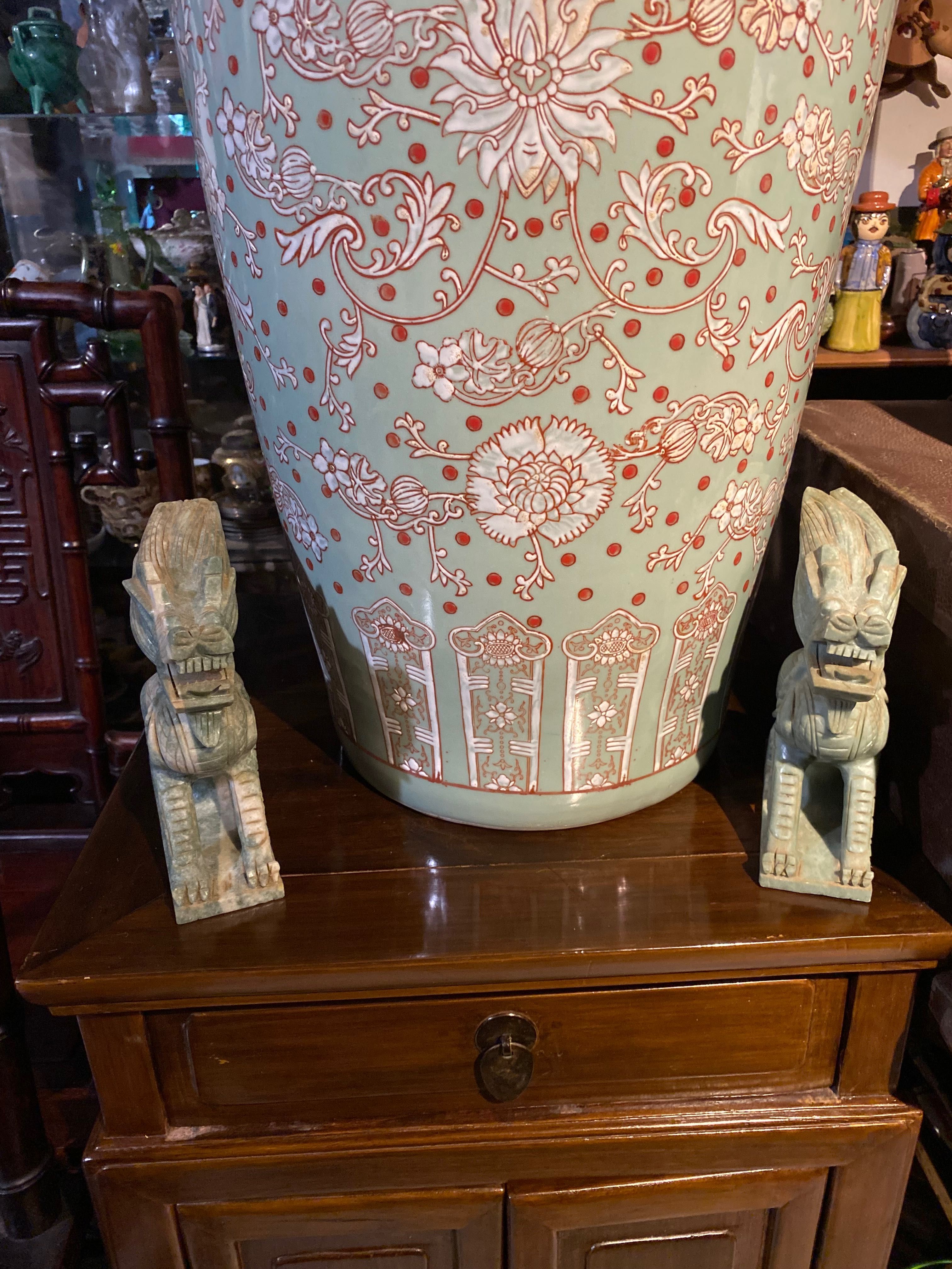 Jarrão Jarra Porcelana Chinesa Celadon Séc XIX 124 cm Assinado