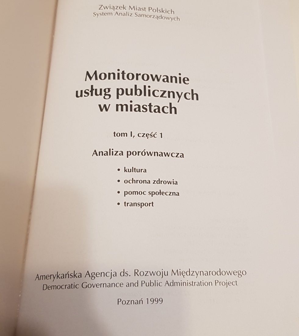 Monitorowanie usług publicznych w miastach cz. I Analiza porównawcza