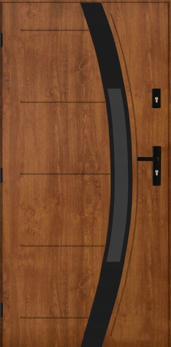 Drzwi KACPRZAK 90x200 Drzwi Zewnętrzne Saturn 03 Złoty dąb Lewe