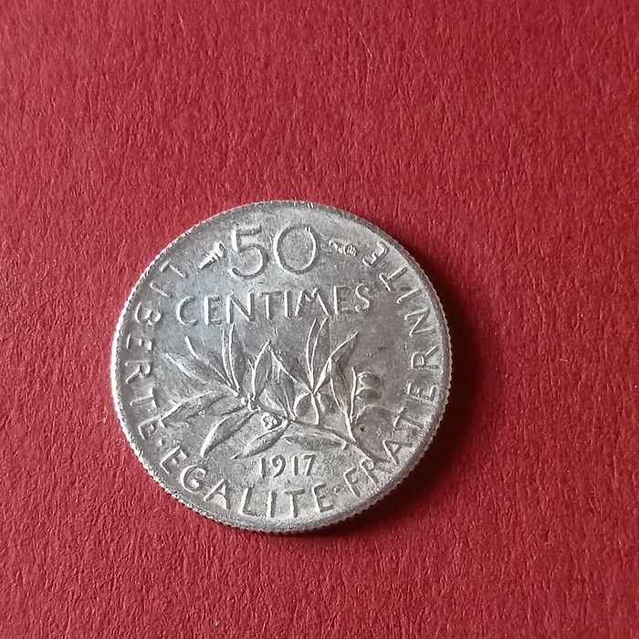 moeda Franca 50 centavos 1917 prata