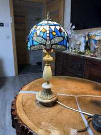 Lampa Witrażowa wykonana ze szkła i kamienia i mosiądzu