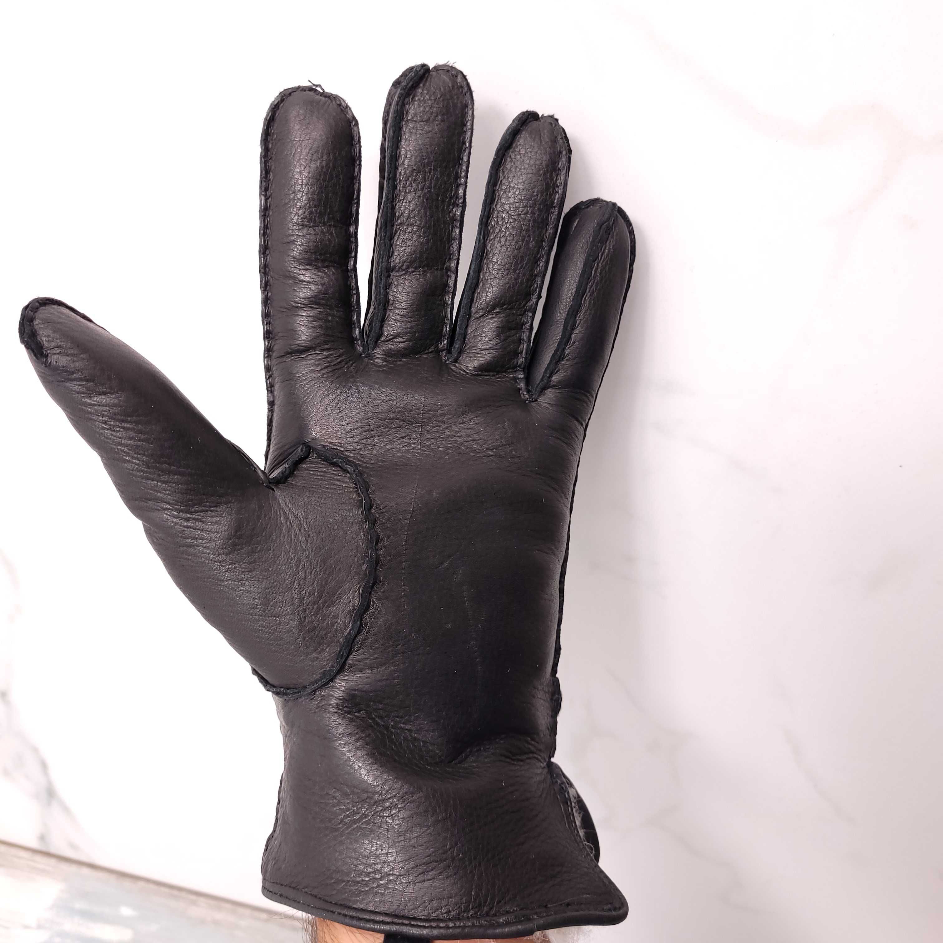 Fingerman Scandinavia Gloves Skórzane Męskie Czarne Rękawiczki Leather