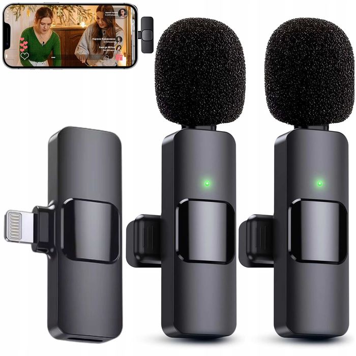 2 mikrofony krawatowe BEZPRZEWODOWE mikrofon krawatowy