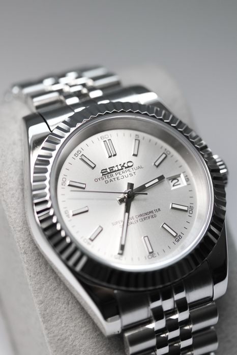 Zegarek Custom Seiko Mod Datejust White