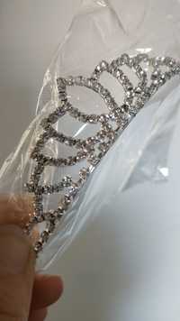 Nowa korona tiara diadem srebrna z diamencikami
