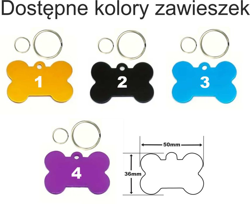 Duża Zawieszka Identyfikator Adresówka Dla Psa Grawerowana Napis Imię