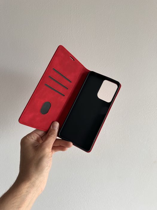 Etui Zamykane czerwone + SZKŁO do MOTOROLA MOTO G24 / G04 / E14