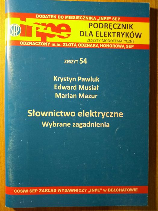 Podręcznik INPE. Zeszyt 54. Słownictwo elektryczne