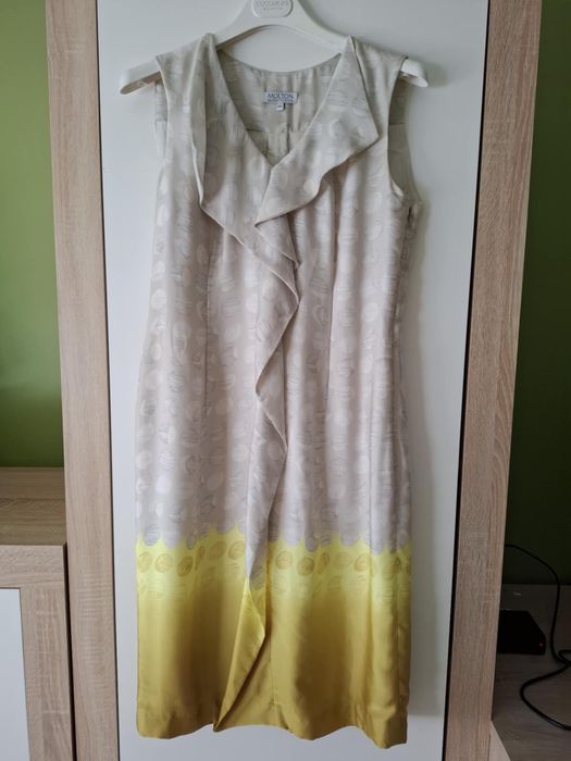 Elegancka prosta sukienka bez rękawów, szara imprezowa sukienka molton