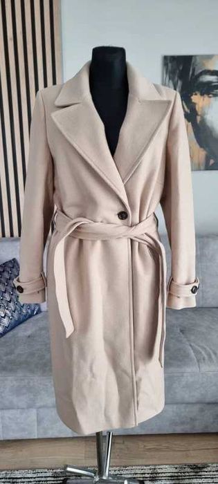 Płaszcz szlafrokowy z wełną pasek Zartex ochnik r.42/44