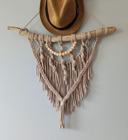 Makrama ścienna w stylu boho, dekoracja, handmade, rękodzieło