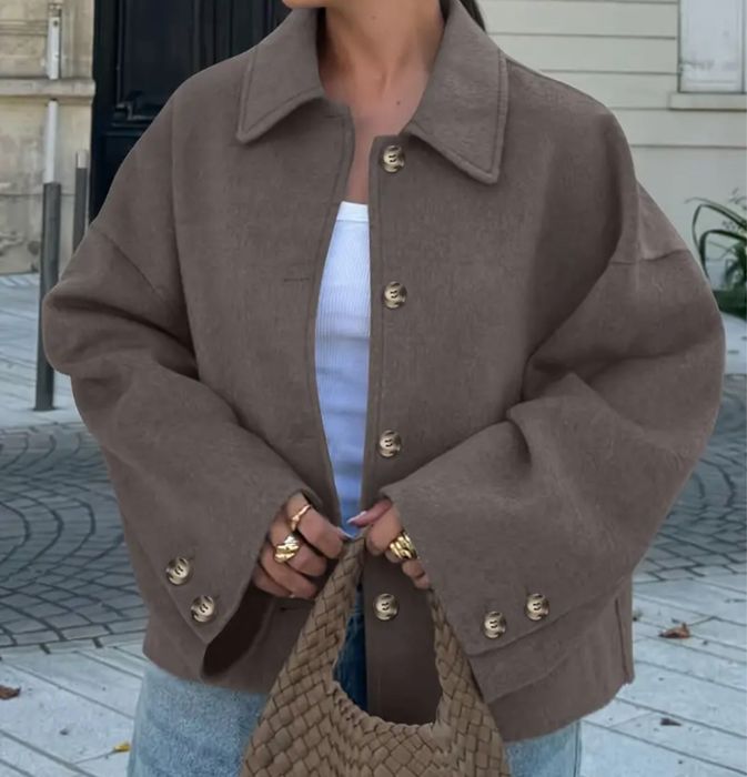 Śliczny płaszczyk S krótki khaki