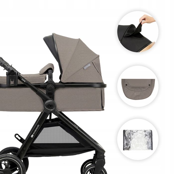 kinderkraft esme wózek wielofunkcyjny 3w1 z fotelikiem mink pro beige