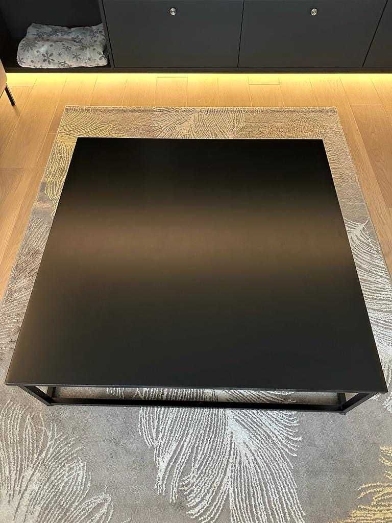 Stolik kawowy, ława 100x100 cm, wysokość 30 cm czarny, fornir