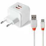 Ładowarka sieciowa VIDVIE PLE207 2.4A 2xUSB + kabel iPhone, Vidvie