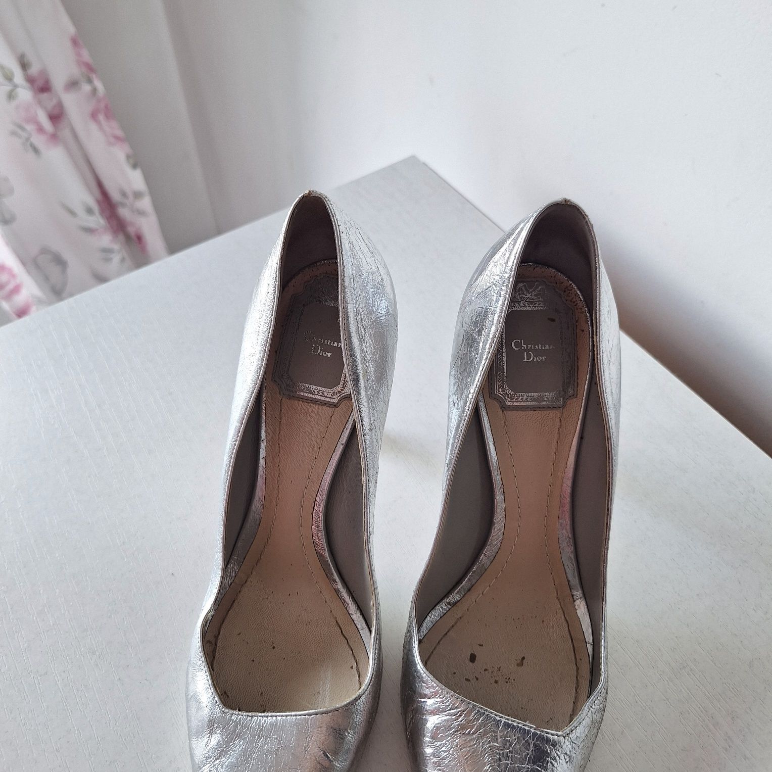 Srebrne szpilki Christian Dior 38.5