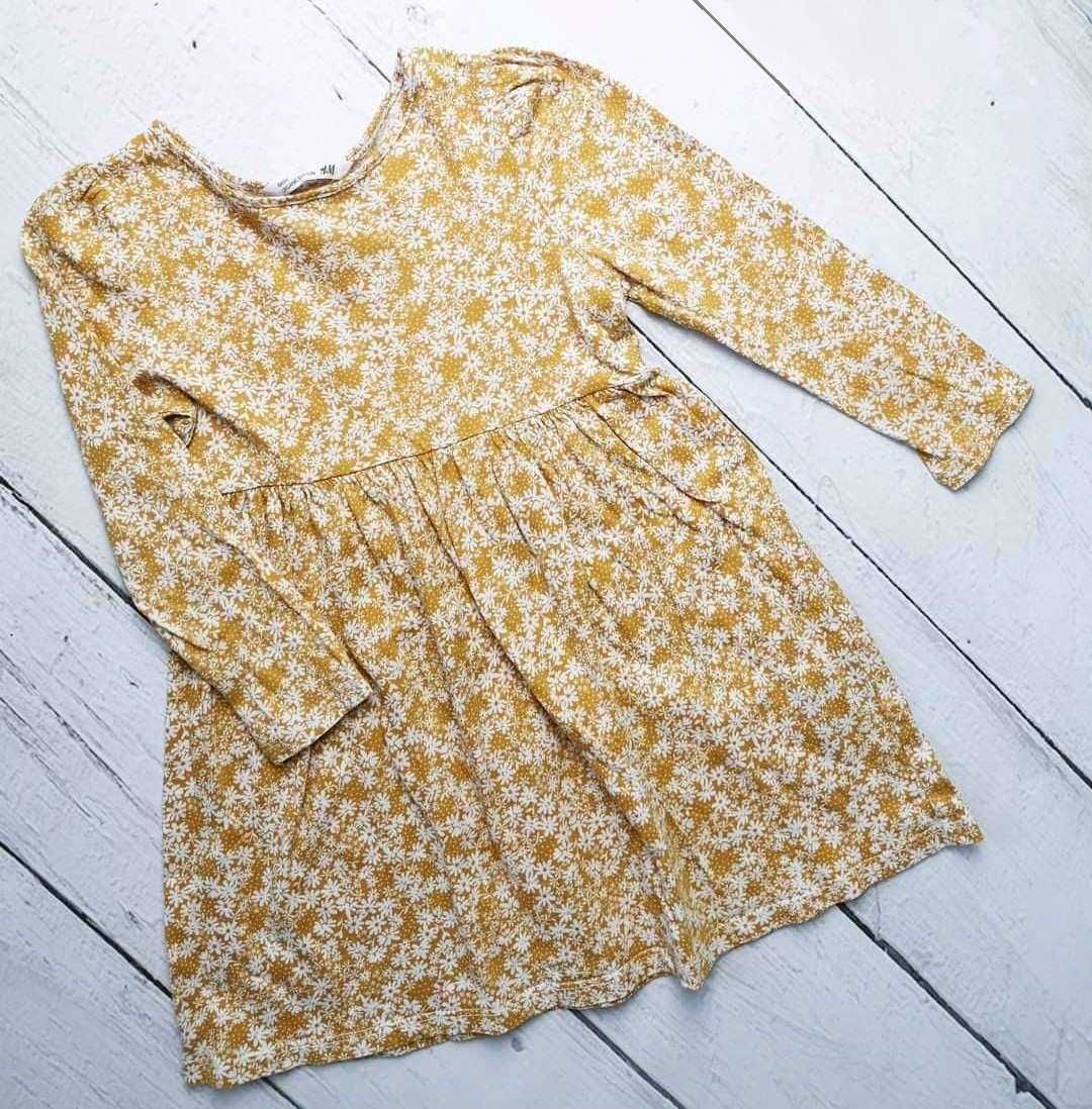 Sukienka H&M, żółta w kwiaty